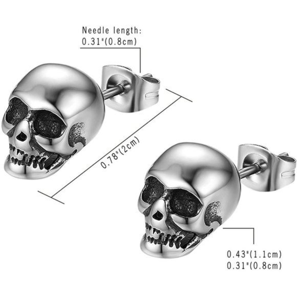 PUNK Stainless Steel Skull Earrings - Picture 2 of 9